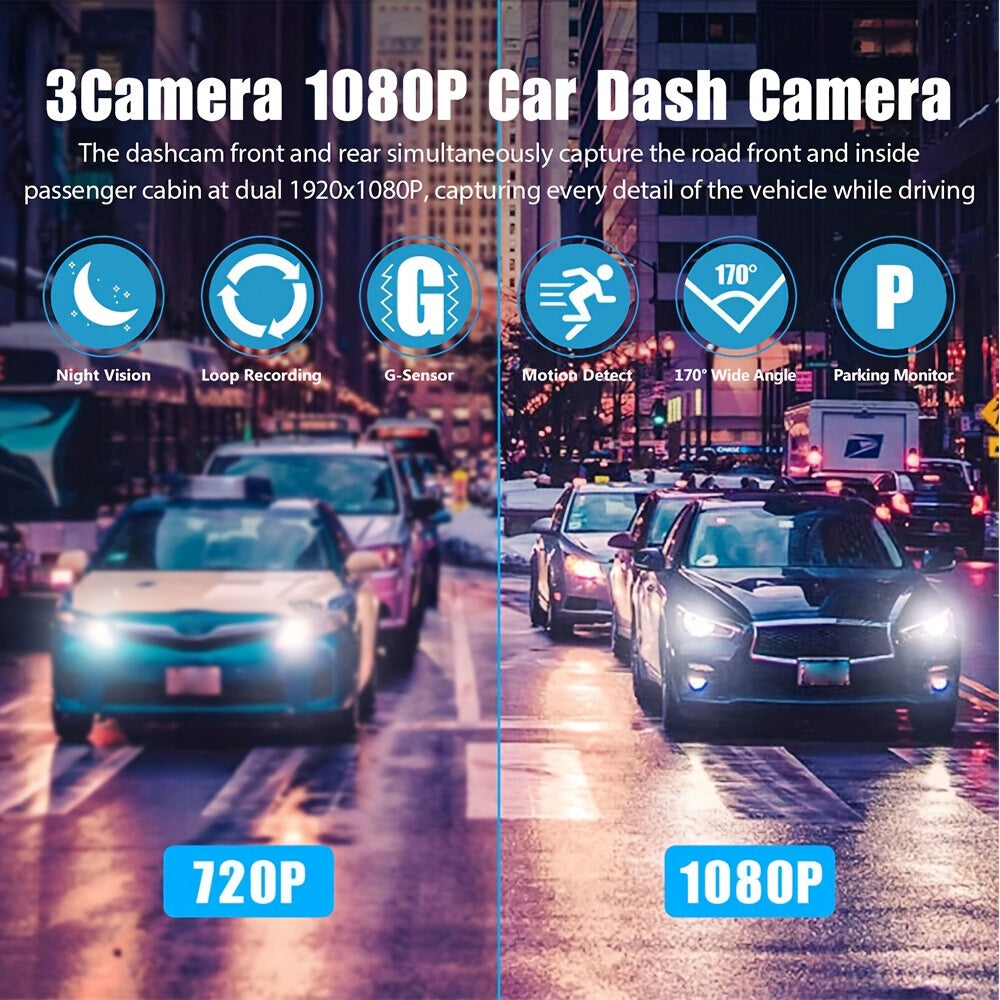 ??2025 New Arrival?? ??Safe Driving 3 Channel Camera Cycle Video Recorder