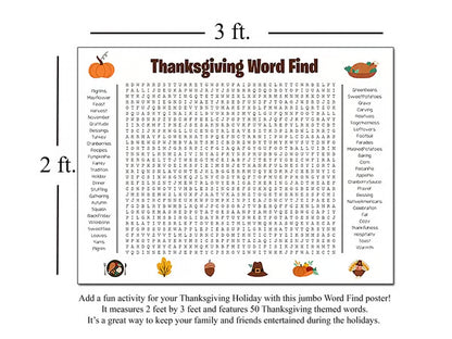⏰ Jumbo Thanksgiving & Christmas Word Search Poster – Giant 36"x24" Wall Game! 🎉