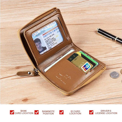 (🎁2025 New Year Hot Sale🎁)Men Wallet Zipper Genuine Leather Purse ( RFID PROTECTED )