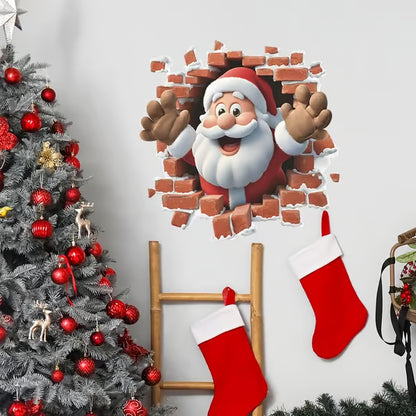"Santa's Breaking In!" Christmas Wall Sticker 🎅 Funny Holiday Decor for Home 🎄