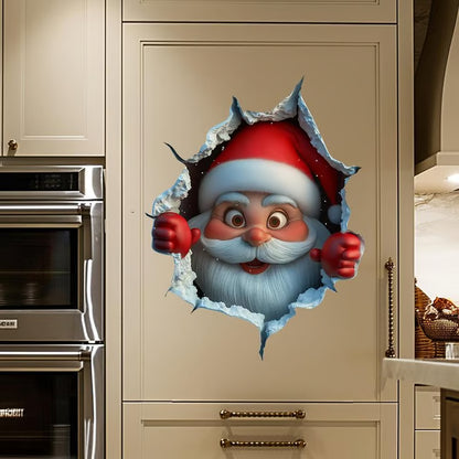 "Santa's Breaking In!" Christmas Wall Sticker 🎅 Funny Holiday Decor for Home 🎄