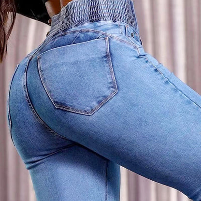 Stretch Flare Jeans With A High Waist